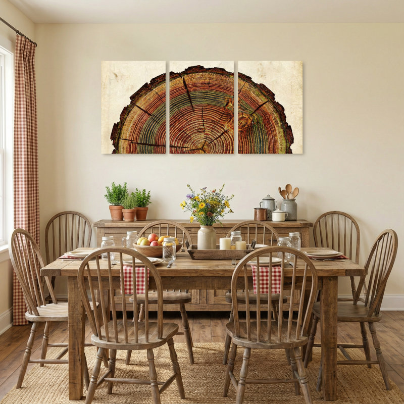 «Plants & Flowers Tree Ring», ensemble de 3 impressions sur toile, H 18 po x l 36 po