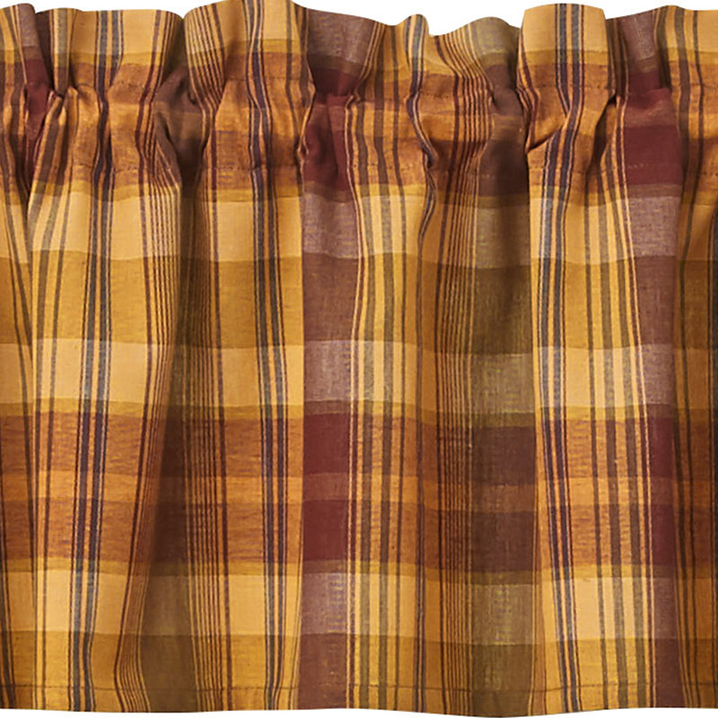 Alcinia Cotton Plaid Tailored Window Valance, 72" W x 14" H