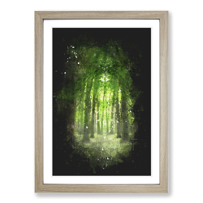 Green Forest Vol.2 - Picture Frame Graphic Art, 48cm H x 36cm W x 2cm D, Oak Framed