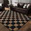 Tapis à carreaux noir et chameau pour l'intérieur, adapté aux salons, aux chambres et aux chambres d'enfants.-2030541856-2030541885