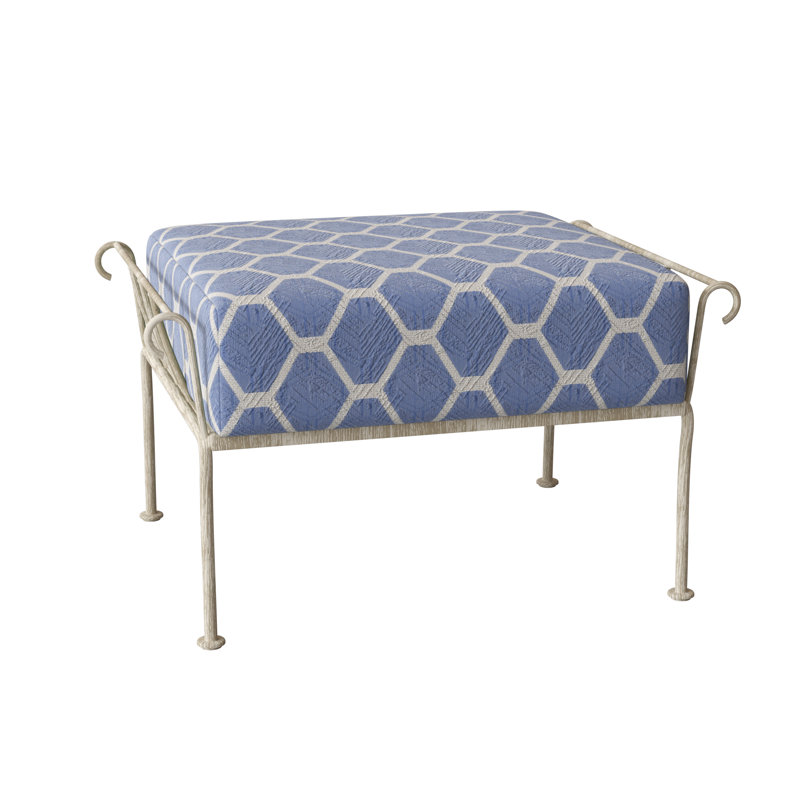 Repose-pieds d'extérieur avec coussin Terrace, Blanc patiné, Toile spa Sunbrella®