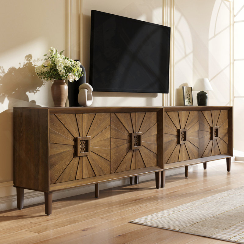 Credenza - Armoire de rangement symétrique Sunburst, Marron antique