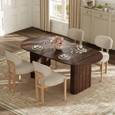 Ensemble de table de salle à manger avec table ovale et 4 à 6 chaises rembourrées