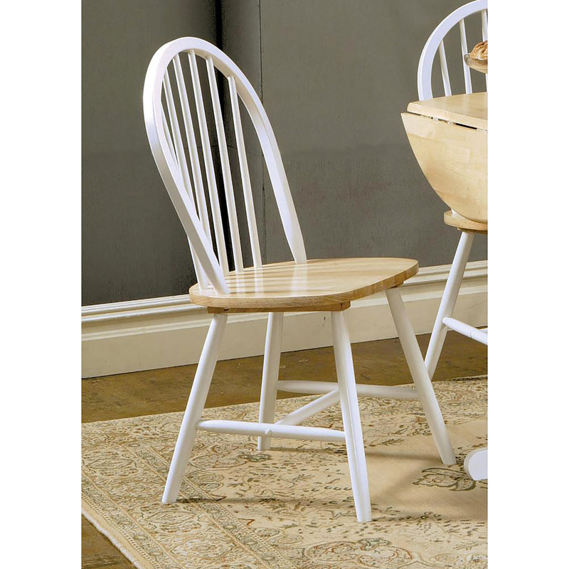 Ensemble de 4 chaises latérales à dossier fuselé avec un design en bois bicolore, parfait pour un décor rustique et campagnard