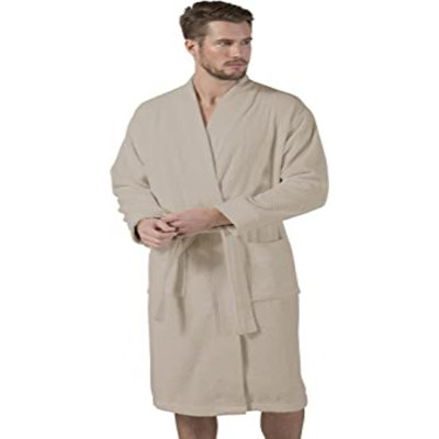 Peignoir turc en coton pour hommes, peignoir kimono en ratine, long texturé, garniture en tissage de riz - kimono