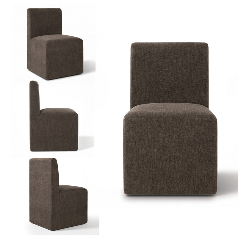 Chaises d'appoint de salle à manger avec sièges rembourrés Modern Linen, Brown
