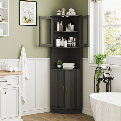 64.9" Tall Corner Cabinet With Glass Door
