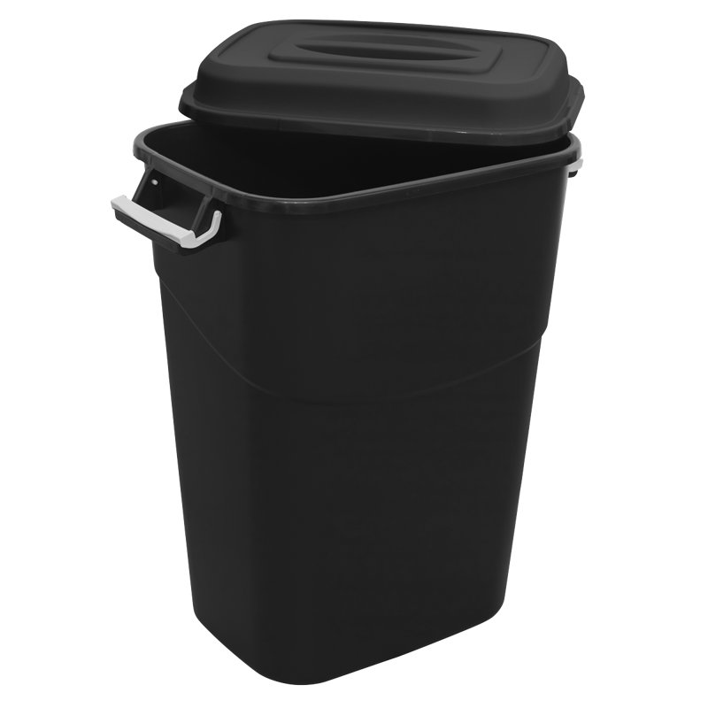Plastic Manual Lift Kitchen Trash Can, Black, 90