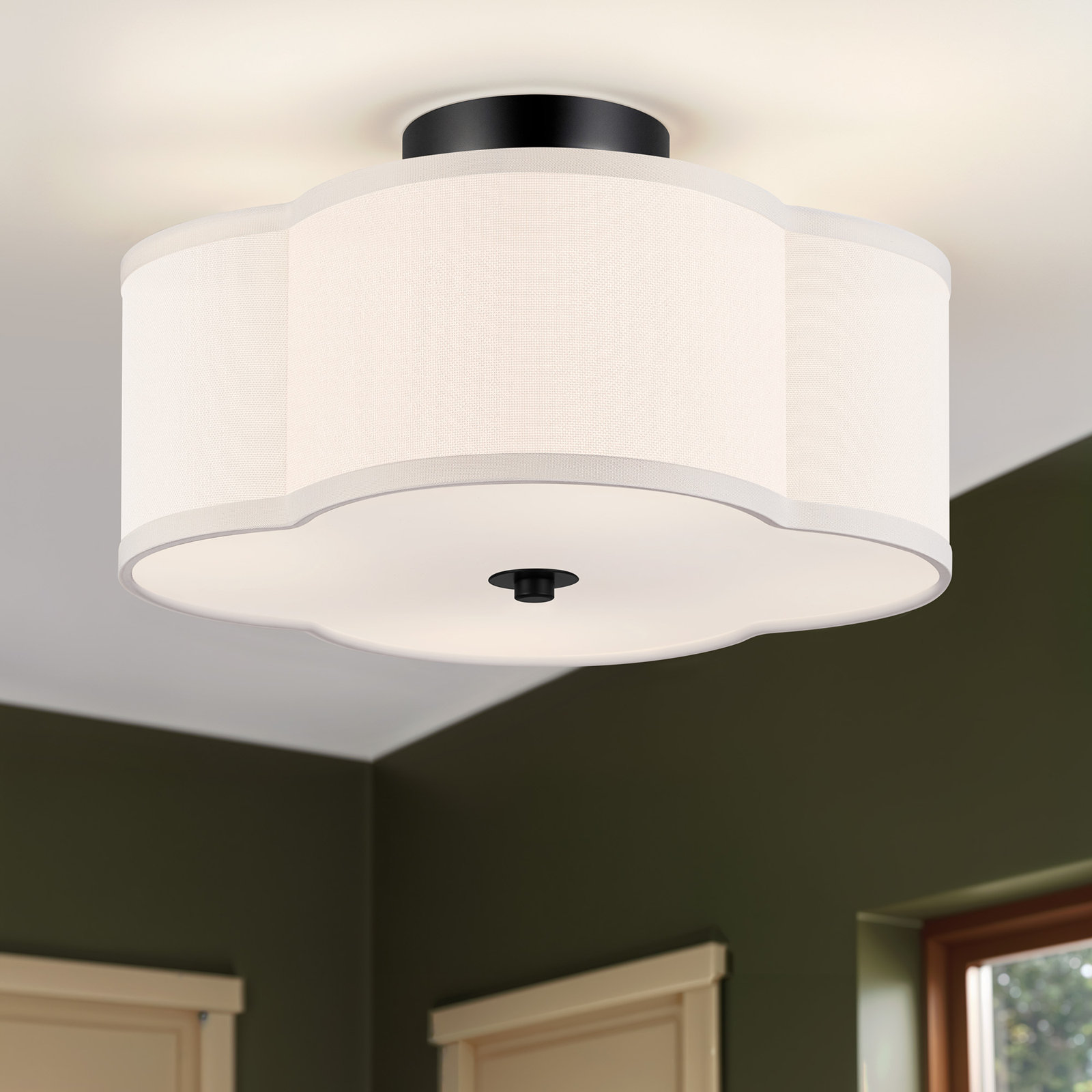 Venoy 4-Light Semi Flush Mount, 6.9" H x 12.6'' W x 12.6" D, Black