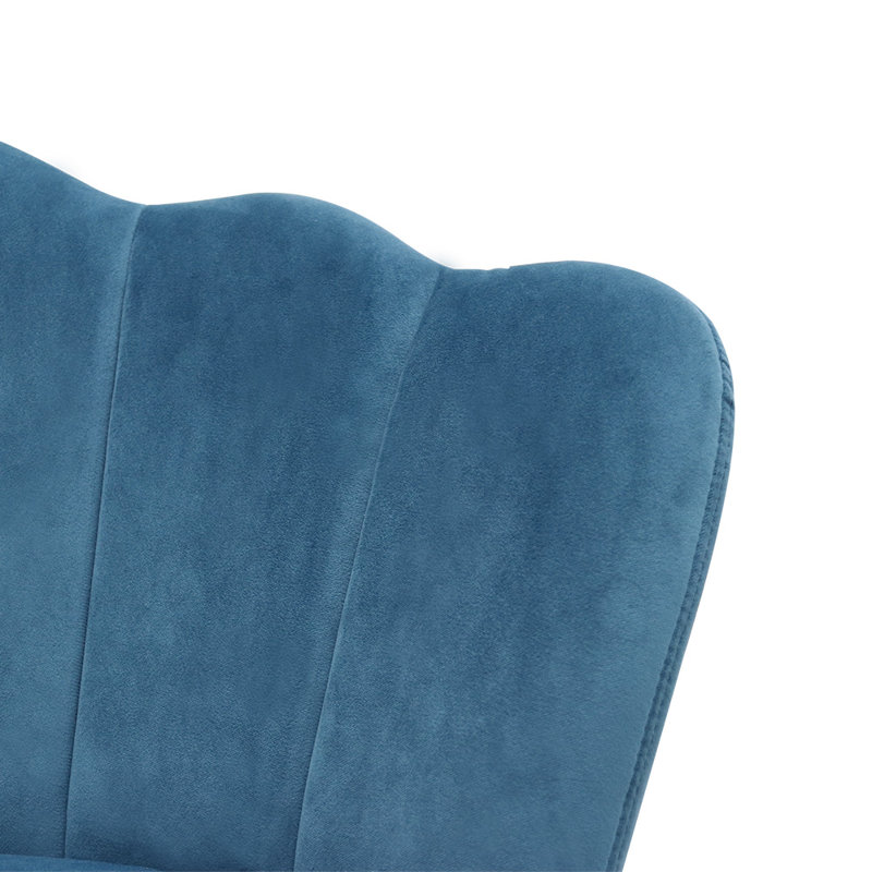 Fauteuil demi-tonneau en velours 26,37 po Lawler, Bleu marine