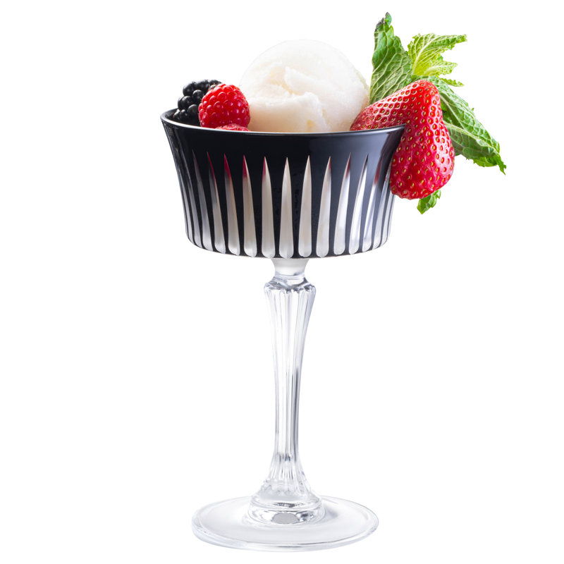 Colored Champagne Coupe Glasses - Amethyst , Stemmed Martini Glassware,  Set of 6 - 8.7 oz., Black