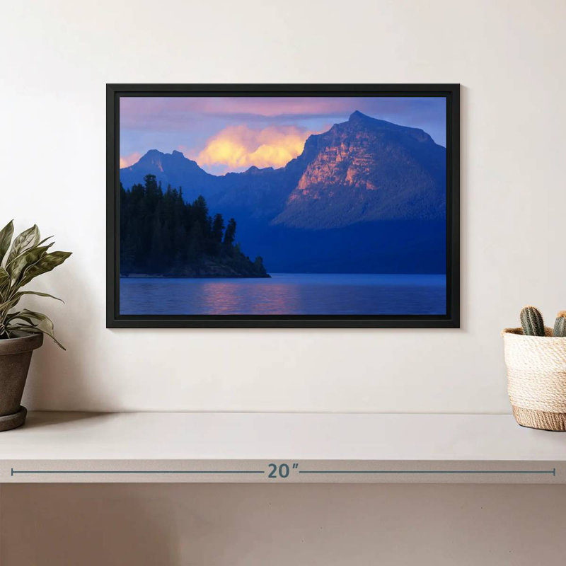 Lake McDonald Mountain Scene, Floating Frame Black, 13" X 9"