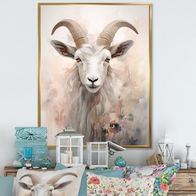 " Cute Floral Beige Goat "