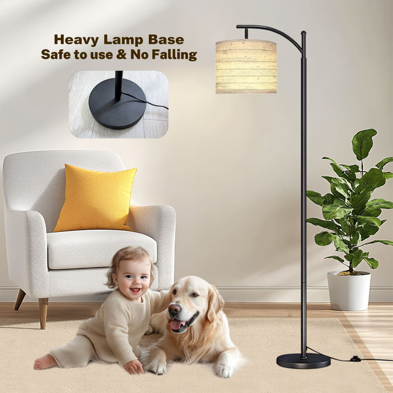 Lampe sur pied Arc Les planches de bois superposent la texture à votre conception. Lampes sur pied faciles à modifier avec lumières DEL à distance.