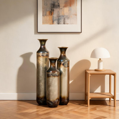 Vases et bocaux combinant un présentoir d'entrée et un cadre en métal avec salon et métal doré et blanc