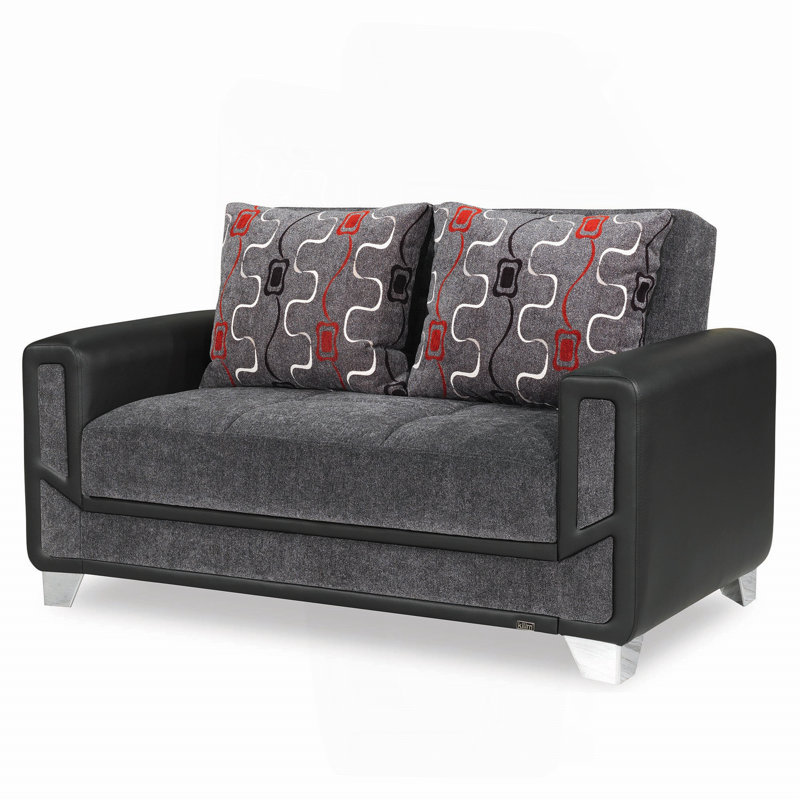 Causeuse convertible avec rangement Collection, Gris, Argent argent