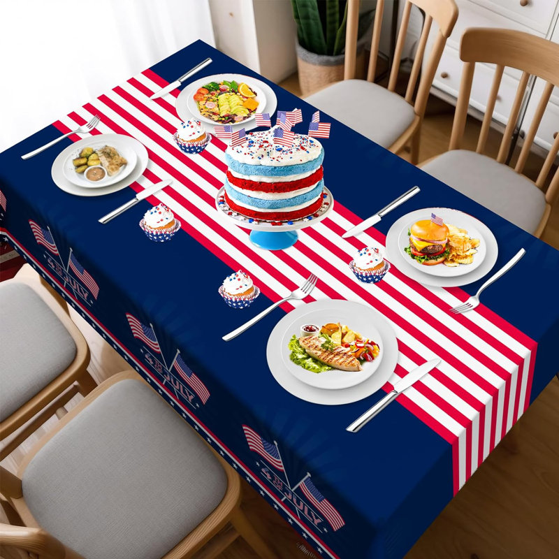 Nappe du 4 juillet, nappes de drapeau américain, paquet de 2 housses de table en plastique jetables du 4 juillet