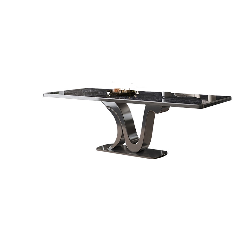 Modern Luxury Rectangular Rock Slab Dining Table, 29.5"H x 55.1"L x 31.5"W