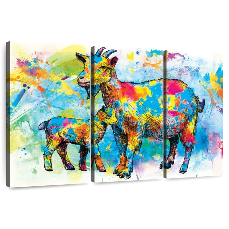 Goats Paint Splash, H 20 po x l 33 po