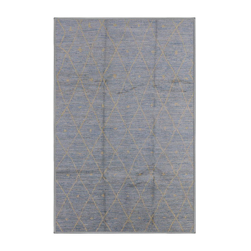 Tapis bleu à motif géométrique, Rectangle 8 pi x 12 pi