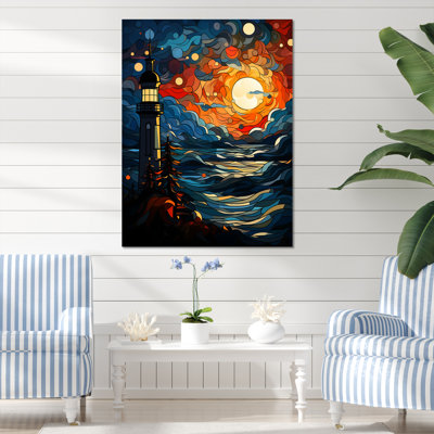 «Coastal Stormy Sunset Lighthouse Breeze III», art mural phares