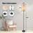  68.5" Standing Floor Lamp Beige Abstract Geometric Wave Interlocking Lines Dimmable Metal Pole Lamp with Linen Lampshade LED Bulb Included