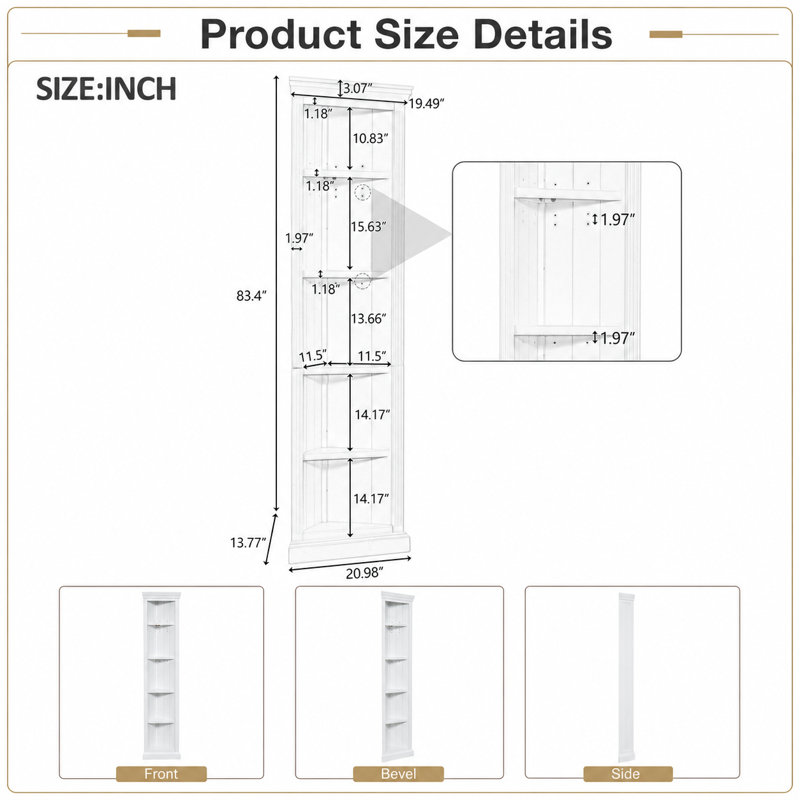 Modern Five-Tier Corner Display Shelf with Adjustable Storage