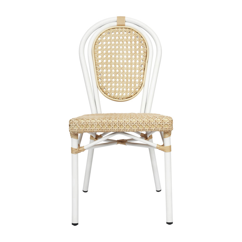 Chaise bistro empilable Chons, Blanc / Brun clair