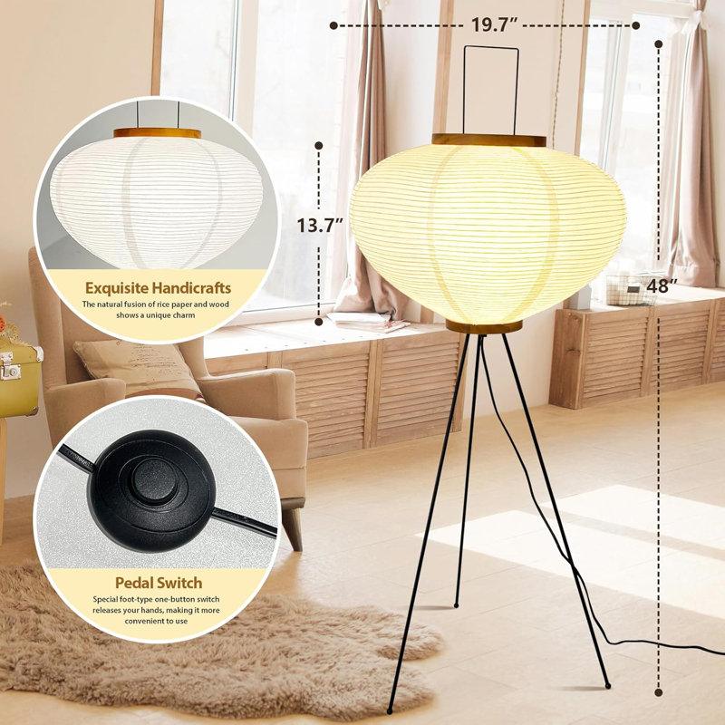 Noguchi Akari Rice Paper Floor Lamp - Handcrafted Lantern Design For Soft Ambient Lighting