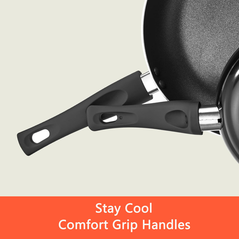 Black 12-Piece Nonstick Aluminum Cookware Set with Utensils