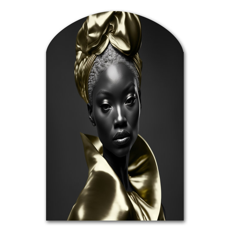 Exquise beauté en noir et or VI - mode femme arche art mural asymétrique, H 43 po x l 33 po