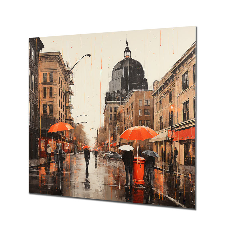 Kansas City Rainy City Views - art mural en métal Kansas City, H 16 po x l 16 po