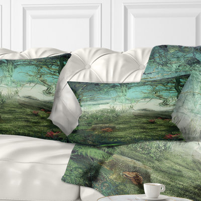 Green Forest Glade - coussin à imprimé paysage
