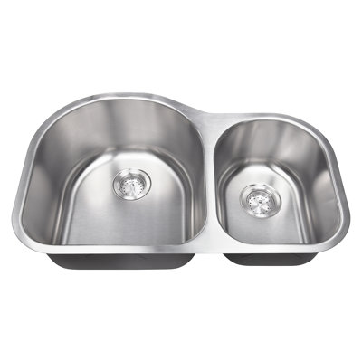 SleekSteel 31 in. x 20 in. 18 Gauge Stainless Steel Undermount 60/40 Double Bowl Kitchen Sink