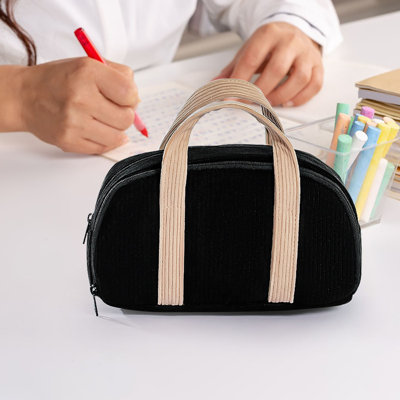 Solid Color Foolproof Multi-functional Velvet Tote Bag/pencil Case Large Capacity Special Designs Dirt-resistants Storage Bag