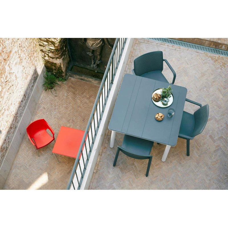 Noa Outdoor Square Dining Table, Dark Gray