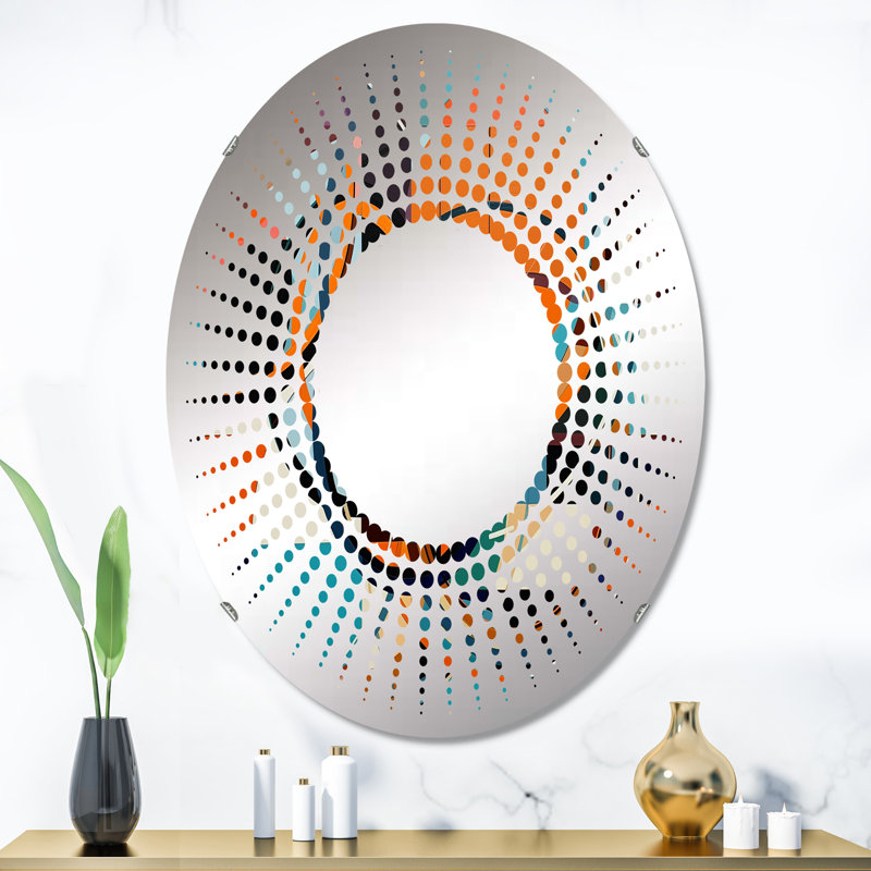 Miroir décoratif à motif géométrique bleu et orange MIR102466, 35,4 po x 23,6 po