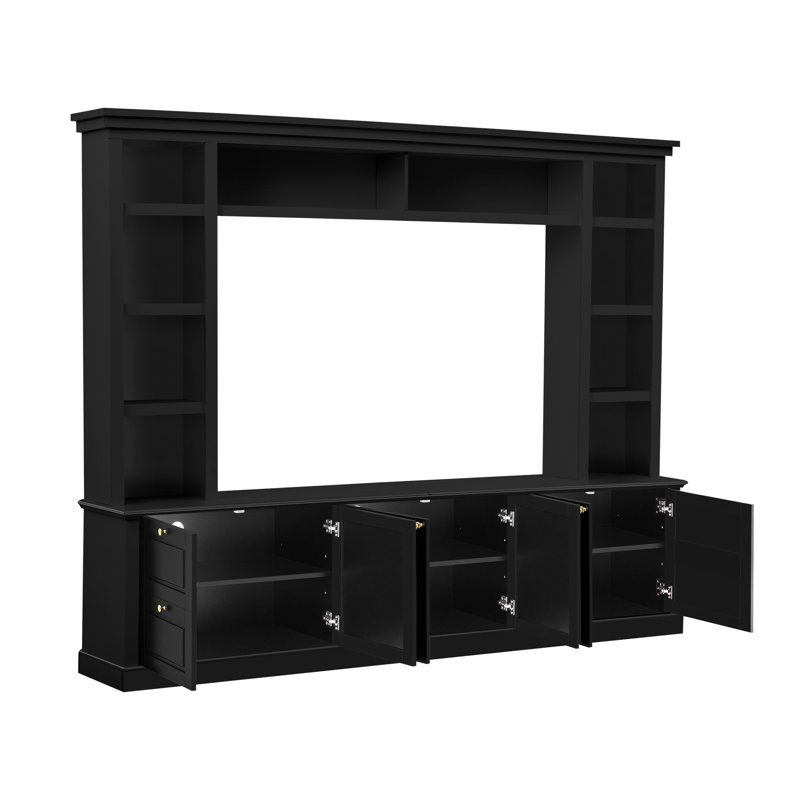 All-in-One Modern TV Stand with Bookcase, Entertainment Center with 3 Adjustable Shelves, Ample Storage, for TVs up to 70 Inch