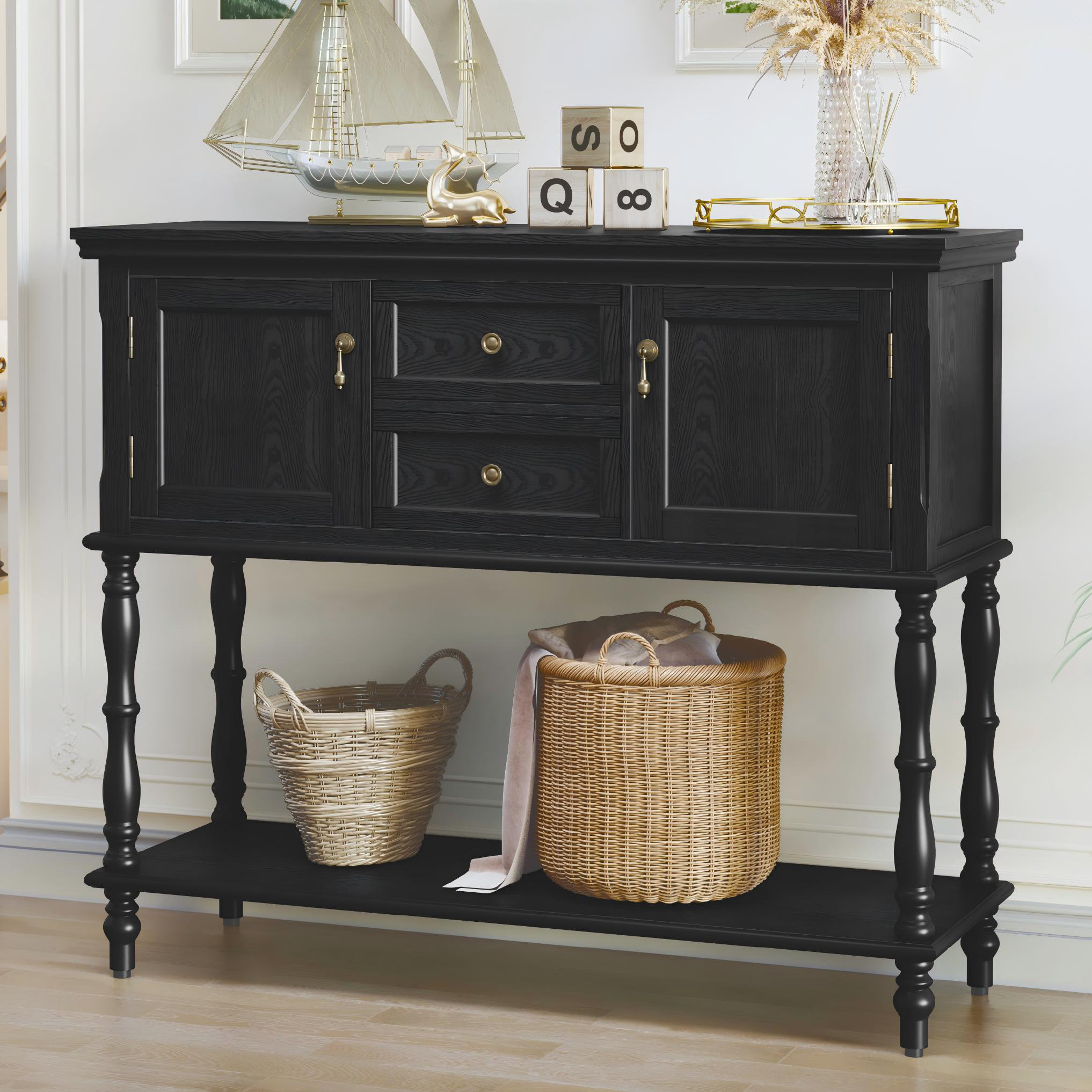 Alcott Hill® Farmhouse Wood Console Table with Drawers and Cabinet for Entry and Living Room & Reviews | Wayfair