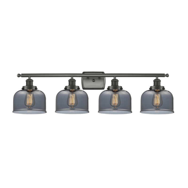 Éclairage pour salle de bain 4 lumières Alvisa, Fumée, Bronze huilé, Incandescent