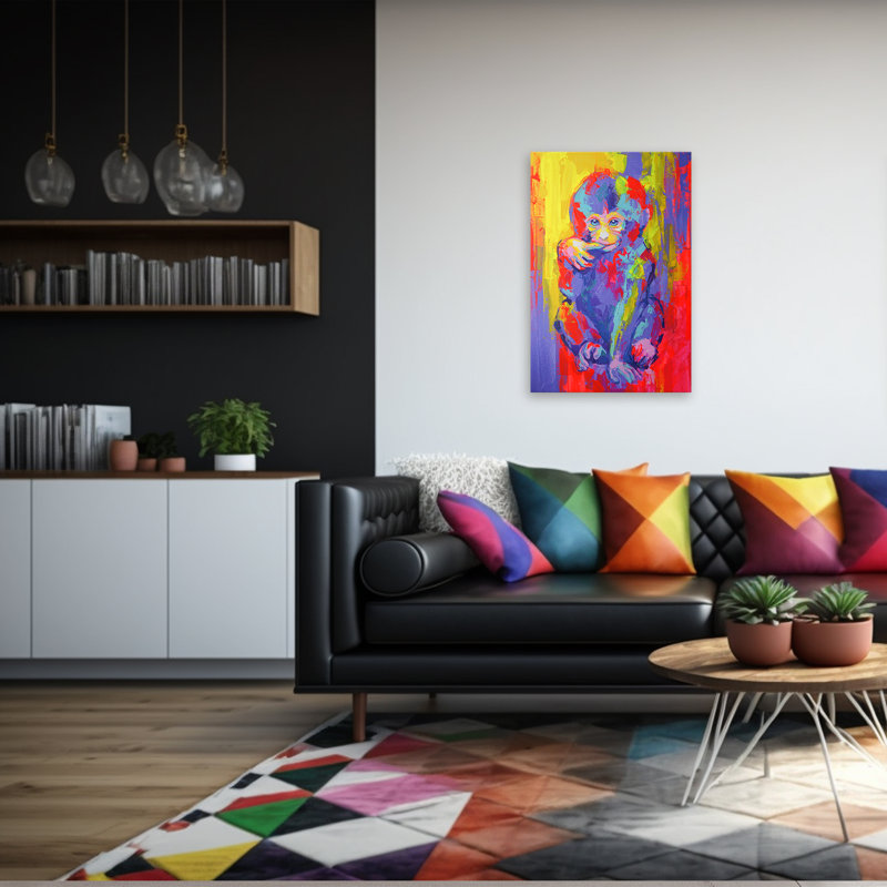 Curious Monkey - Wrapped Canvas Print, 45.70cm H x 30.50cm W x 3.8cm D