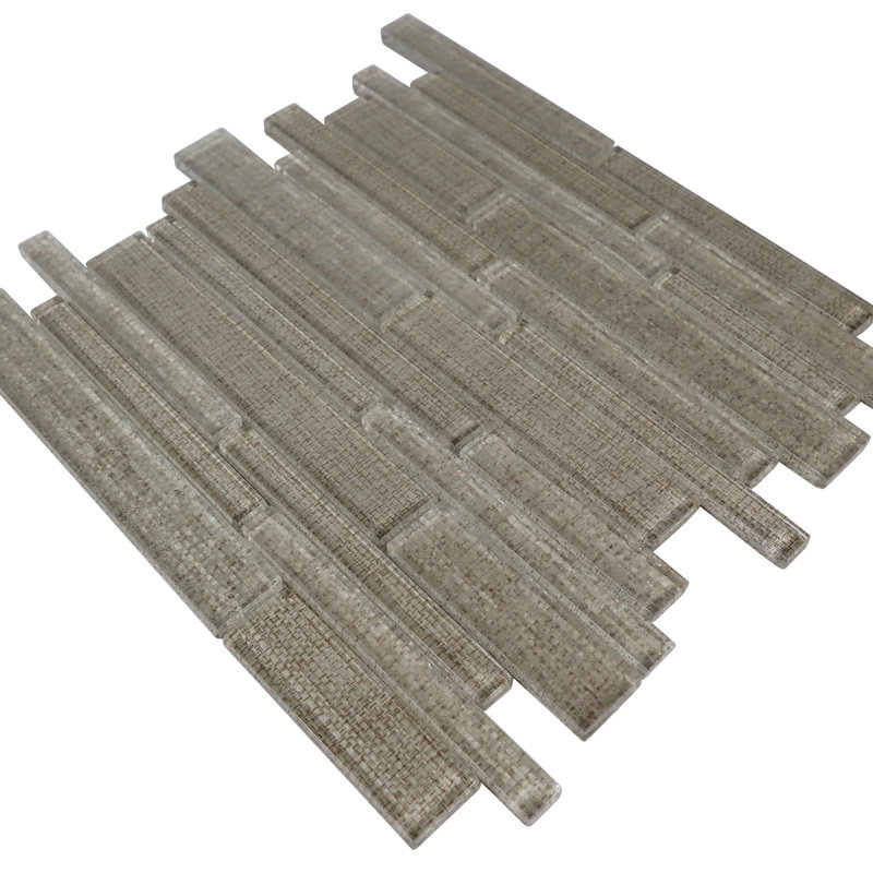 Flen 12" x 12" Glass Linear Tile, Yellow