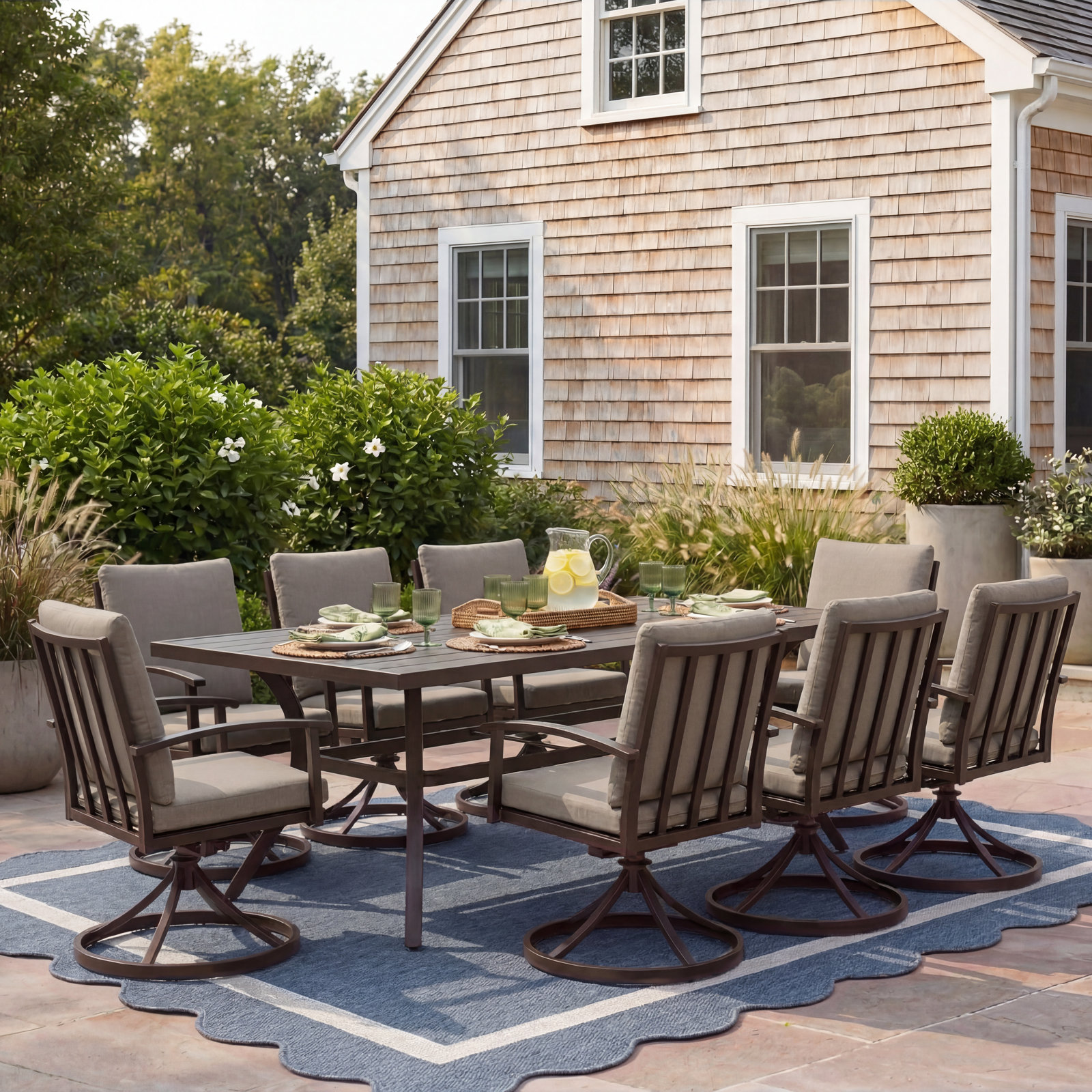 Whittlesey 84" Patio Dining Set, 8, Gray