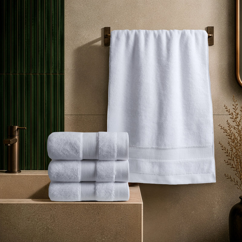 Essuie-mains 100% coton de qualité supérieure 4 paquets, 700 g / m², ultra doux et absorbant, Blanc, 4 Packed