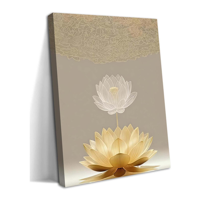 Framed Lotus Flower Canvas Wall Art – Spiritual Meditation Poster Print, Mindset for Zen, Peaceful Picture Painting Wall Décor for Living Room, Bedroom, Office – 16x24 Inches