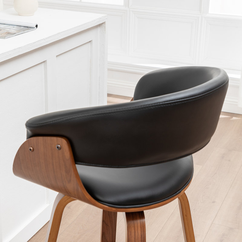 Tabourets pivotants Mid-Century rembourrés en similicuir Devlin, Tabouret de comptoir (siège d'une hauteur de 25 p, Noir