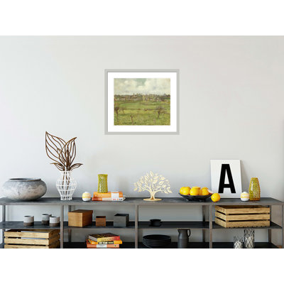 «View of Bazincourt» par Camille Pissarro, impression giclée sur cadre