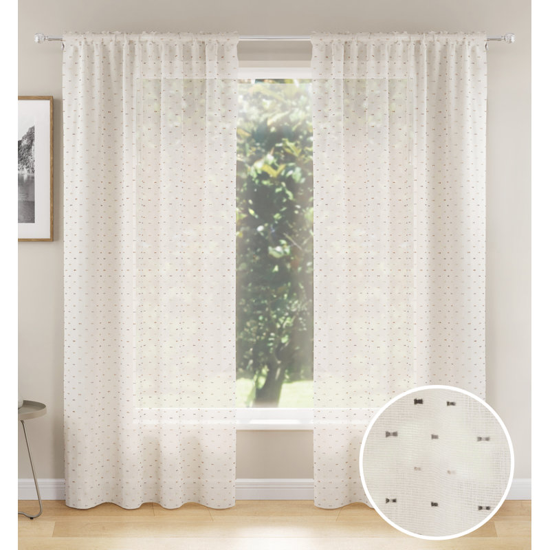 Sheer Curtain Pair, Natural, 140cm Width x 183cm Drop