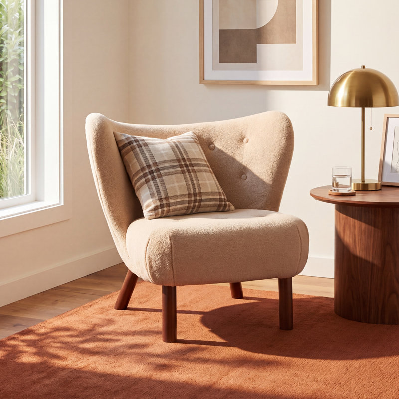 Cadwell 31.1 inches Wide Tufted Wingback Chair, Tan