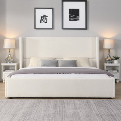 Louie Elegant Upholstered Bed With Tall Headboard